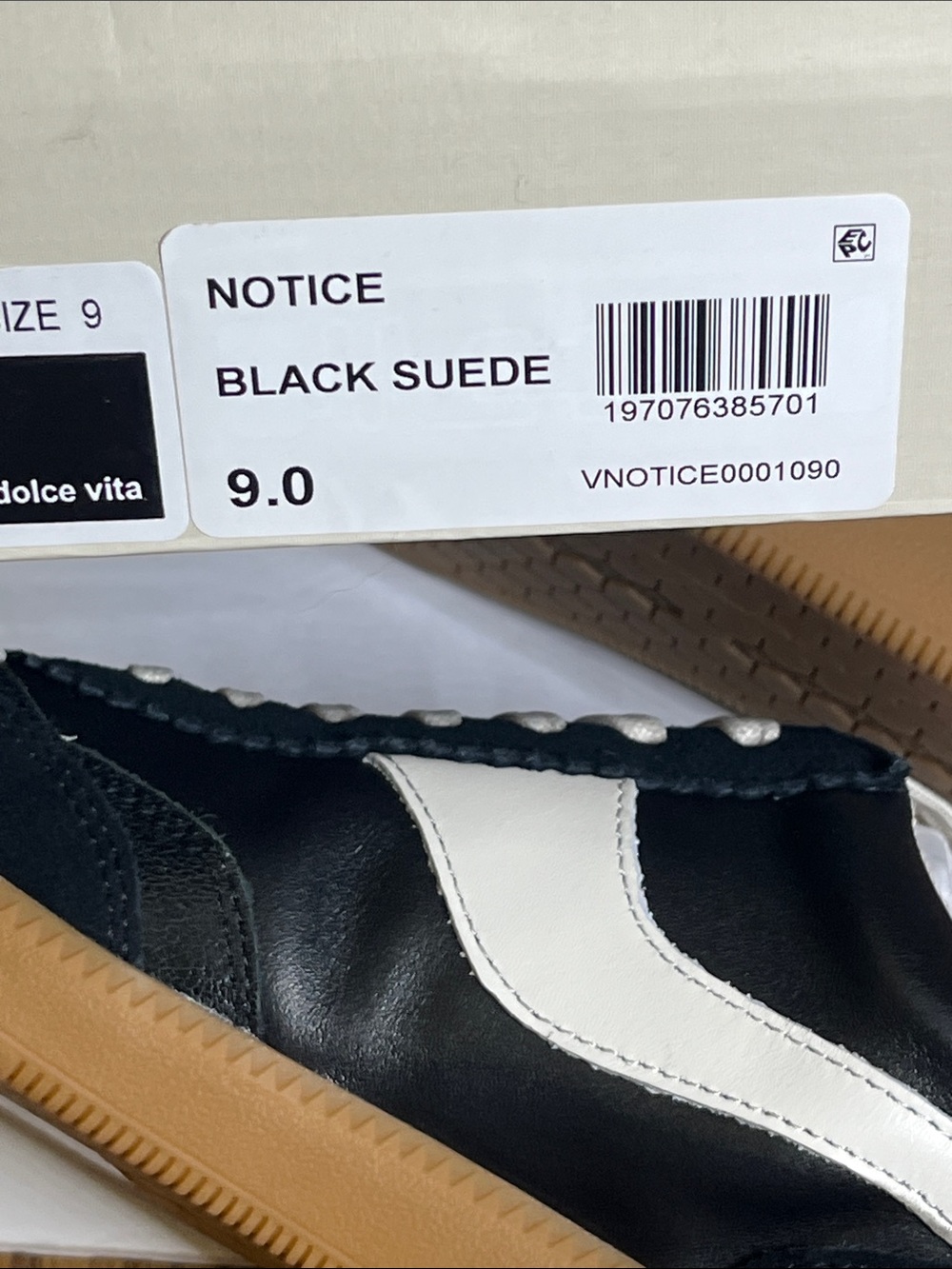 Dolce Vita women’s Black and White Runner Sneakers with Gum Sole - Picture 8 of 8